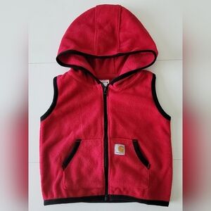 Carhartt Vest Jacket Boys 9 Months Red Fleece Full Zip Hooded